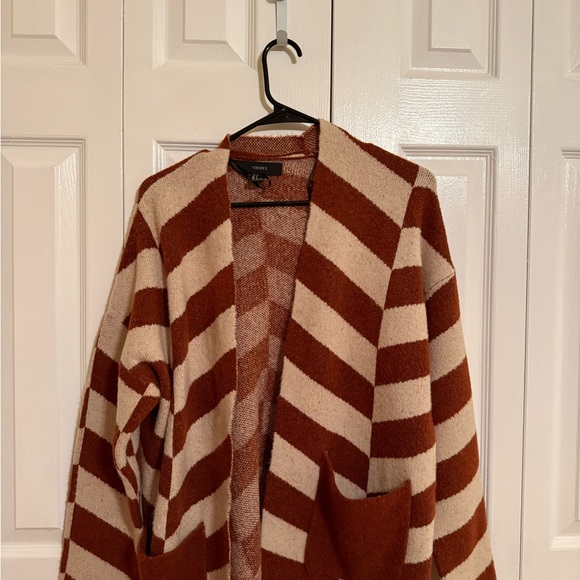Forever 21 Sweaters - Forever 21 Brown and Cream Striped Cardigan